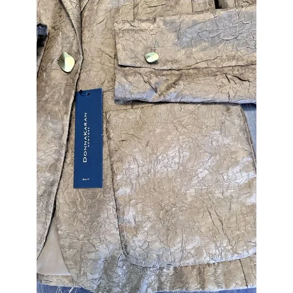 Donna Karan New York Women's Textured Metallic One-Button Blazer Bronze Brown 0 - Picture 3 of 13